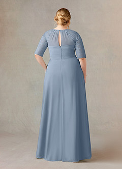 Azazie Barrymore Final Sale Dusty Blue A-Line Scoop lace Chiffon Dress image8