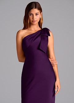 Azazie Yuanna Jurken voor bruidsmeisjes Jurk van Stretch Satijn met Zeemeermin One-Shoulder Druif image7
