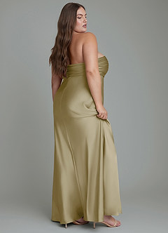 Azazie Saylor Brautjungfernkleider Meerjungfrau-Linie Schulterfrei Stretch-Satin Kleid Moosgrün image12
