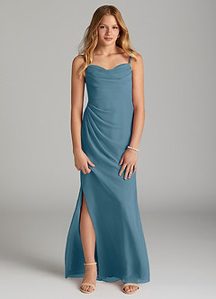 Azazie Mai Junior Abito Tubino in Chiffon Plissettato Bermuda image1