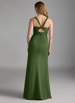 Azazie Mero Bridesmaid Dresses Olive Sheath Pleated Chiffon Dress image3