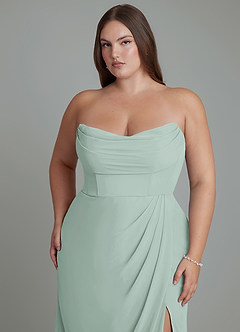 Azazie Johana Bridesmaid Dresses Agave Mermaid Off the Shoulder Chiffon Convertible Dress image15