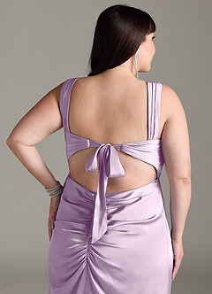 Azazie Jesaphine Bridesmaid Dresses Frosted Lilac Sheath Bow Stretch Satin Dress image13