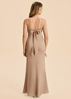 Azazie Mia Junior Robe Sirène en Satin extensible Plissé Taupe image2