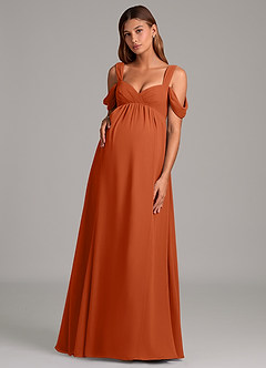 Azazie Rhea Maternity Bridesmaid Dresses A-Line Pleated Chiffon Floor-Length Dress image1