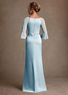 Azazie Nampa Mother of the Bride Dresses Sky Blue Sheath Pleated Mesh Dress image3