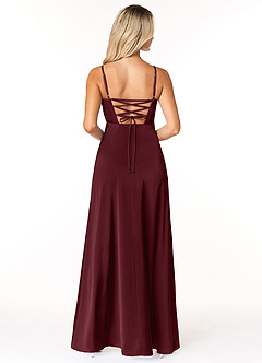 Azazie Marchella Brautjungfernkleider A-Linie Korsett Stretch-Satin Kleid Cabernetrot image2