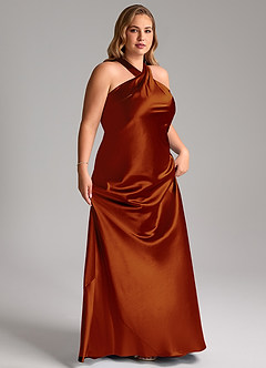 Azazie Doretta Bridesmaid Dresses Auburn Mermaid Bow Metallic Satin Dress image11