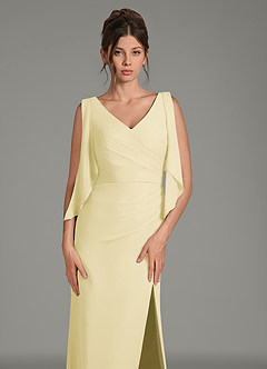 Azazie Kristen Robes de demoiselle d'honneur Robe Fourreau en Mousseline de soie Plissée Sorbet Citron image7