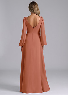 Azazie Liah Bridesmaid Dresses MAI TAI A-Line Long Sleeve Chiffon Dress image6