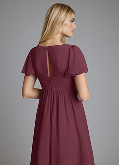 Azazie Verna Maternity Bridesmaid Dresses A-Line V-Neck Ruched Chiffon Floor-Length Dress image6