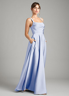 Azazie Shaude Bridesmaid Dresses Ice A-Line Pleated Stretch Satin Dress image6