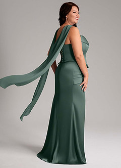 Azazie Sorrel Bridesmaid Dresses Sea Moss Mermaid Strapless Stretch Satin Convertible Dress image11