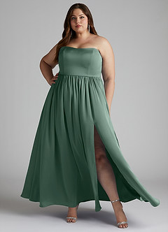 Azazie Morana Bridesmaid Dresses Eucalyptus A-Line Off the Shoulder Stretch Satin Convertible Dress image11