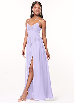 Azazie Zeya Vestidos de madrinha de casamento Vestir Lilás de Chiffon de Linha A com Plissado image4