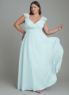 Azazie Leilani Bridesmaid Dresses Mist A-Line Pleated Chiffon Dress image8