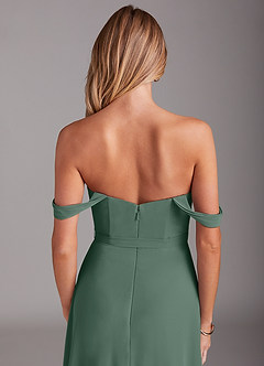 Azazie Aaron Bridesmaid Dresses Sea Moss A-Line Off the Shoulder Chiffon Convertible Dress image8