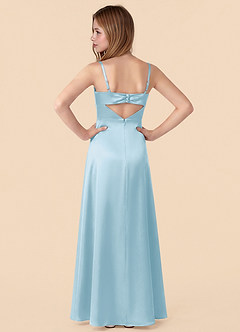 Azazie Renna Junior Sky Blue Mermaid Pleated Stretch Satin Dress image2