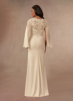 Azazie Perry Kleider für die Brautmutter Meerjungfrau-Linie V-Hals Spitze Chiffon Kleid Champagner image3