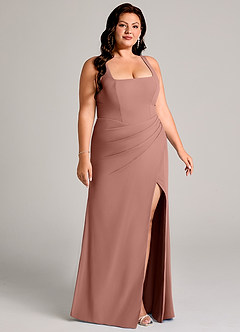 Azazie Mero Bridesmaid Dresses Cedar Rose Sheath Pleated Chiffon Dress image13