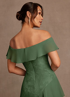 Azazie Marina Kleider für die Brautmutter A-Linie Schulterfrei Blumen-Burnout Kleid Eukalyptus image6