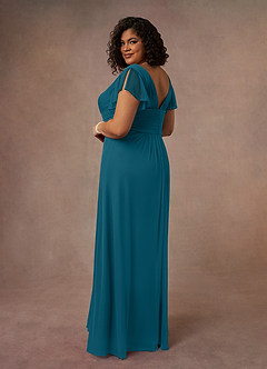 Azazie Reneya Mother of the Bride Dresses Ink Blue A-Line Pleated Mesh Dress image9