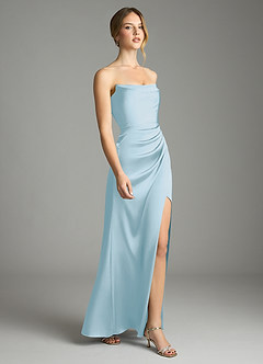 Azazie Leonis Bridesmaid Dresses Sky Blue Mermaid Pleated Stretch Satin Convertible Dress image6