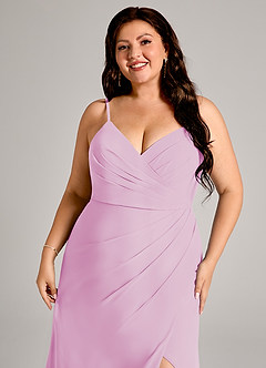 Azazie Maci Bridesmaid Dresses Candy Pink Sheath Pleated Chiffon Dress image12