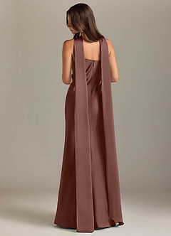 Azazie Kinsley Bridesmaid Dresses Espresso Mermaid Side Slit Stretch Satin Dress image2