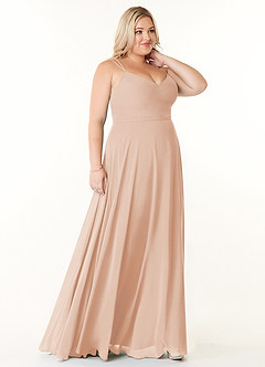 Azazie Janine Bridesmaid Dresses English Rose A-Line V-Neck Chiffon Dress image8