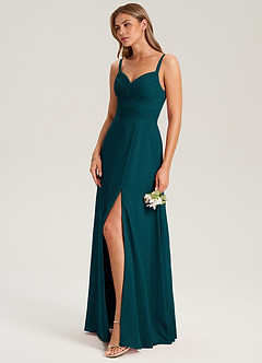 Azazie Terese Bridesmaid Dresses Pine A-Line Pleated Chiffon Dress image7
