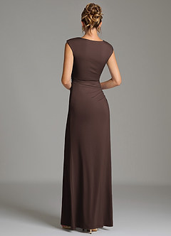 Azazie Chantal Brautjungfernkleider Meerjungfrau-Linie Plissee Premium Stretch Jersey Kleid Ganache image2