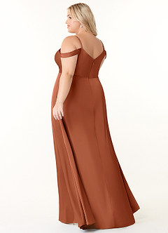Azazie Ocean Bridesmaid Dresses Cedar Rose A-Line V-Neck Pleated Stretch Satin Dress image9