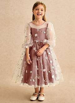 Azazie Elowen Flower Girl Dresses Auburn A-Line Sweetheart Neckline Lace Dress image5