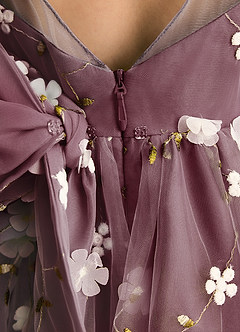 Azazie Elowen Robe Demoiselle D'honneur Fillette Robe Trapèze en Dentelle Encolure en Forme de Cœur Cabernet image7