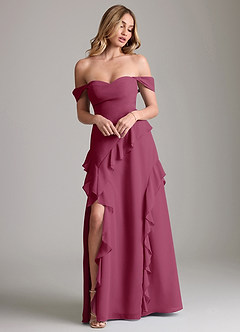 Azazie Sloane Bridesmaid Dresses Mulberry A-Line Sweetheart Neckline Chiffon Dress image4