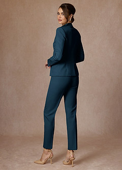 front Whitney Dark Navy Refined Weave Performance Full Length Dress Pants