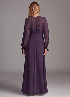 Azazie Matilda Bridesmaid Dresses Plum A-Line Long Sleeve Chiffon Dress image5