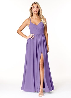 Azazie Dominic Bridesmaid Dresses Tahiti A-Line V-Neck Pleated Chiffon Dress image1