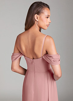 Azazie Amyra Bridesmaid Dresses Dusty Rose Sheath Off the Shoulder Chiffon Convertible Dress image7
