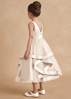 Azazie Posy Flower Girl Dresses White Alabaster A-Line Beaded Tulle Dress image2