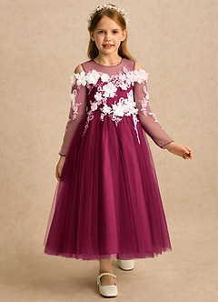 Azazie Lilah Flower Girl Klänningar Klänning A-linje i Tyll Spets image1