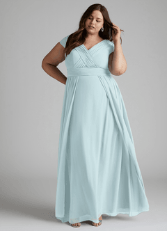 Azazie Organa Bridesmaid Dresses Mist A-Line Pleated Chiffon Dress image8