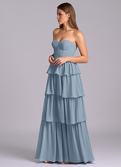 Azazie Faye 신부 들러리 드레스 A라인 스윗하트 네크라인 쉬폰 바닥 길이 드레스 image5