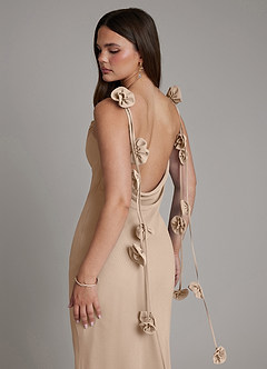 Azazie Kalico Bridesmaid Dresses Taupe Mermaid Pleated Chiffon Dress image2