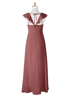 Azazie Amada Junior A-Linie Gestreift Chiffon Kleid Amethyst image6