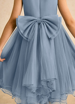 Azazie Lass vestidos de niña de las flores Vestido de Azul Polvoriento de Tul de Corte En A con Lazo image6