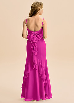 Azazie Lioren Junior Fuchsia Mermaid Bow Chiffon Dress image3