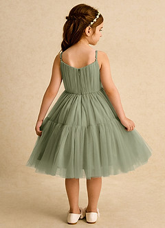 Azazie Osea Flower Girl Dresses Pistachio Ball-Gown Pleated Tulle Dress image2