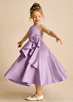 Azazie Hermia Flower Girl Dresses Wisteria A-Line Sleeveless Matte Satin Dress image3